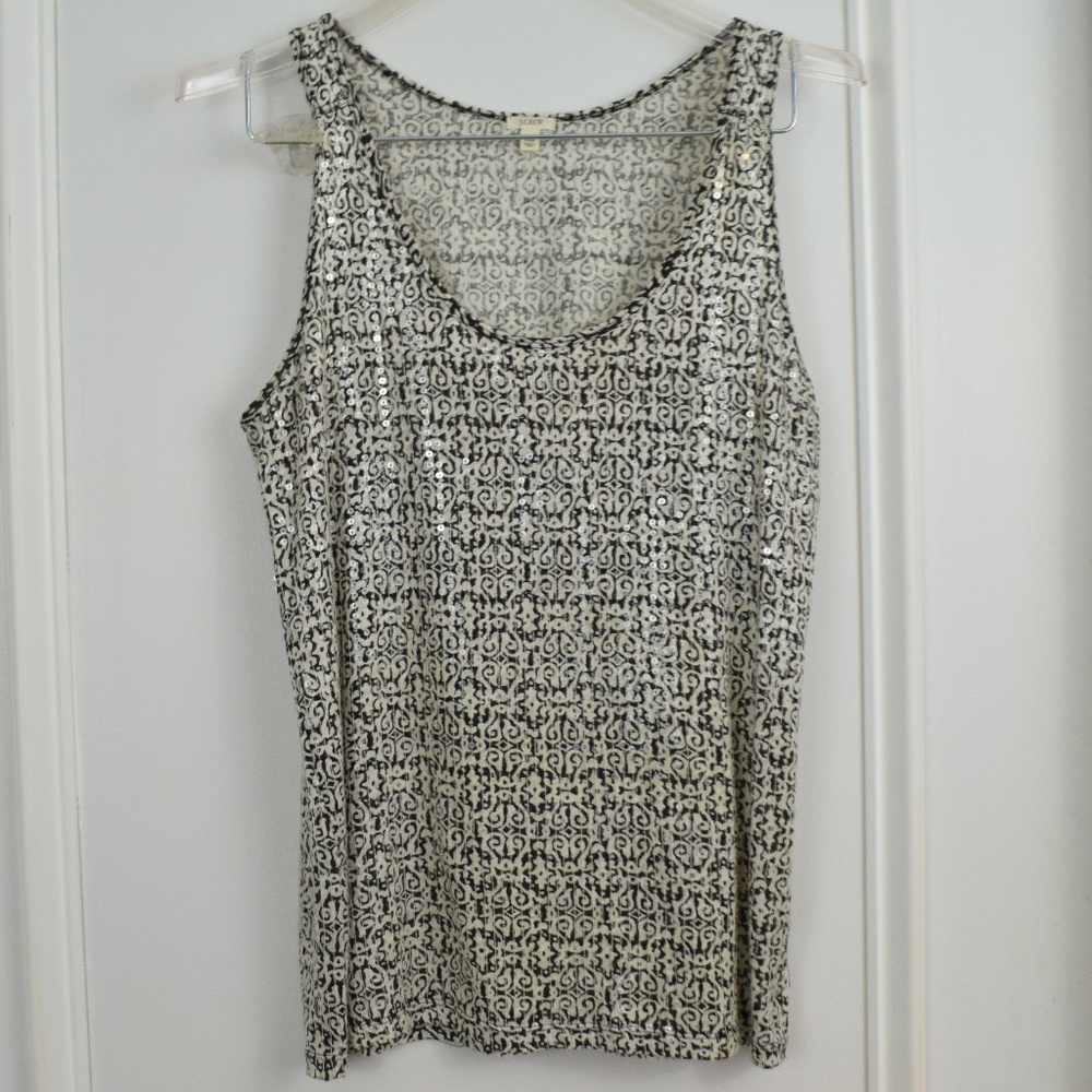 J Crew Sunlit Sequin Tank Top Women XS Career Versatile Layer Neutral Sleeveless